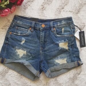Blank NYC Dress Down Party High Rise Fulton Roll Up Distress Shorts New Size 24